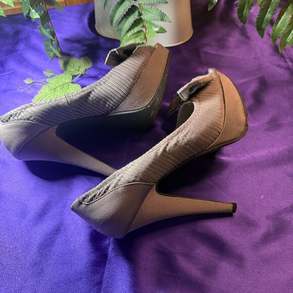 📌Blake Scott Beautiful Plated Fabric Open Toe 5" High Heel Pumps with Platform - Picture 6 of 12